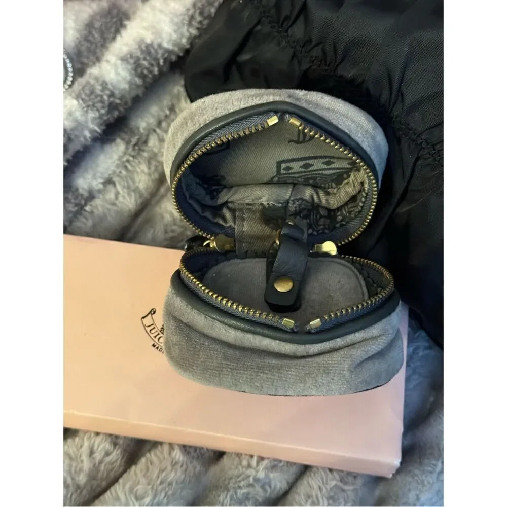 Juicy Couture vintage small velour circle Jewelry Box bag pouch Case & Storage